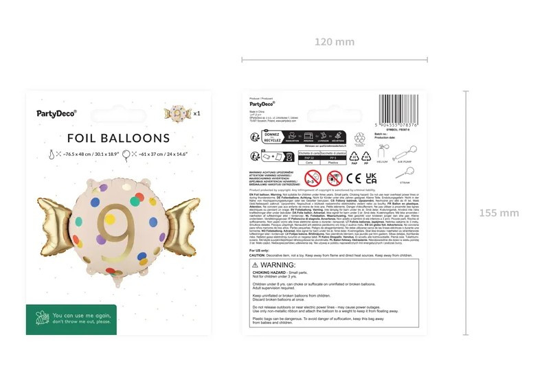 Balon foliowy Cukierek "9" 61x37cm FB387-9 PartyDeco